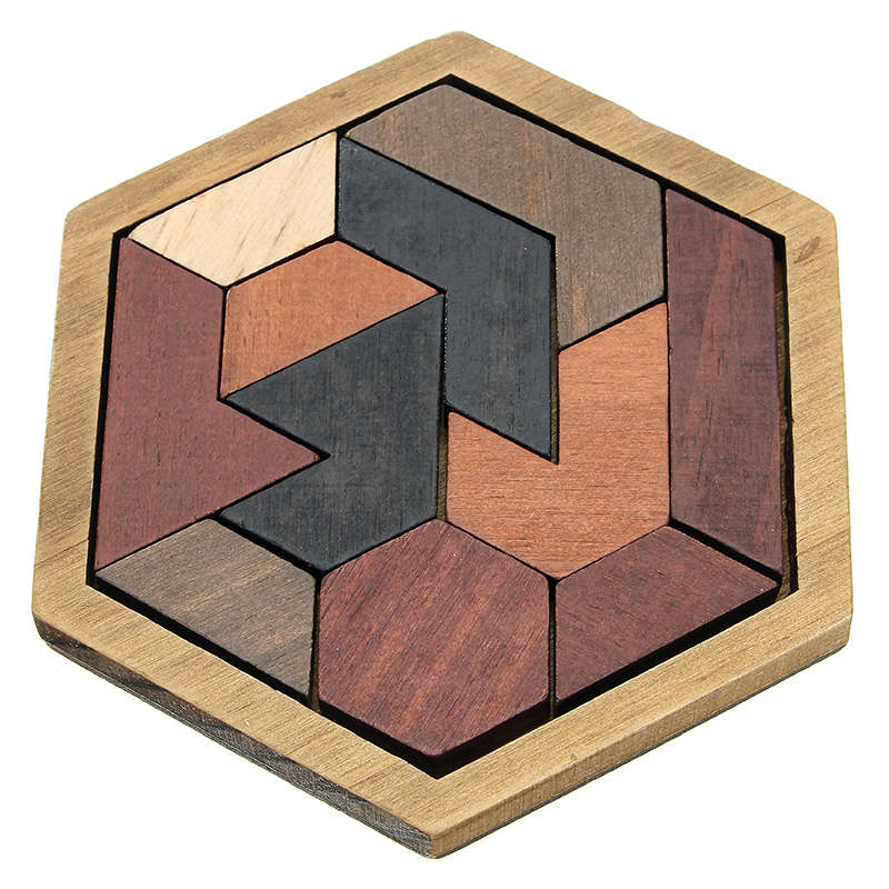Kids Puzzles Wooden Toys Tangram Jigsaw Board Geometric Shape Children