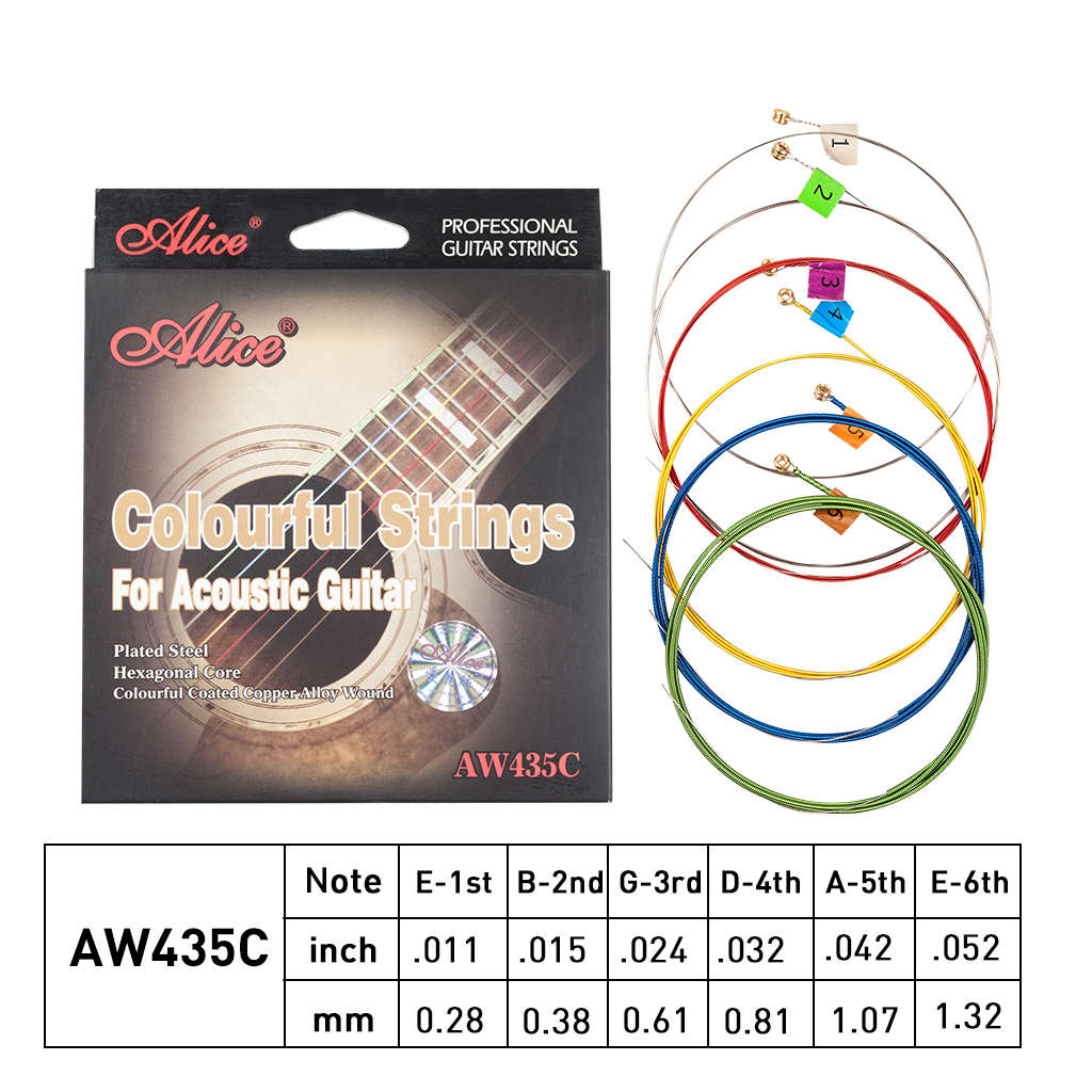 Alices Colorful Acoustic Guitar Strings AW435C Coated Steel strings Guitar accessories
