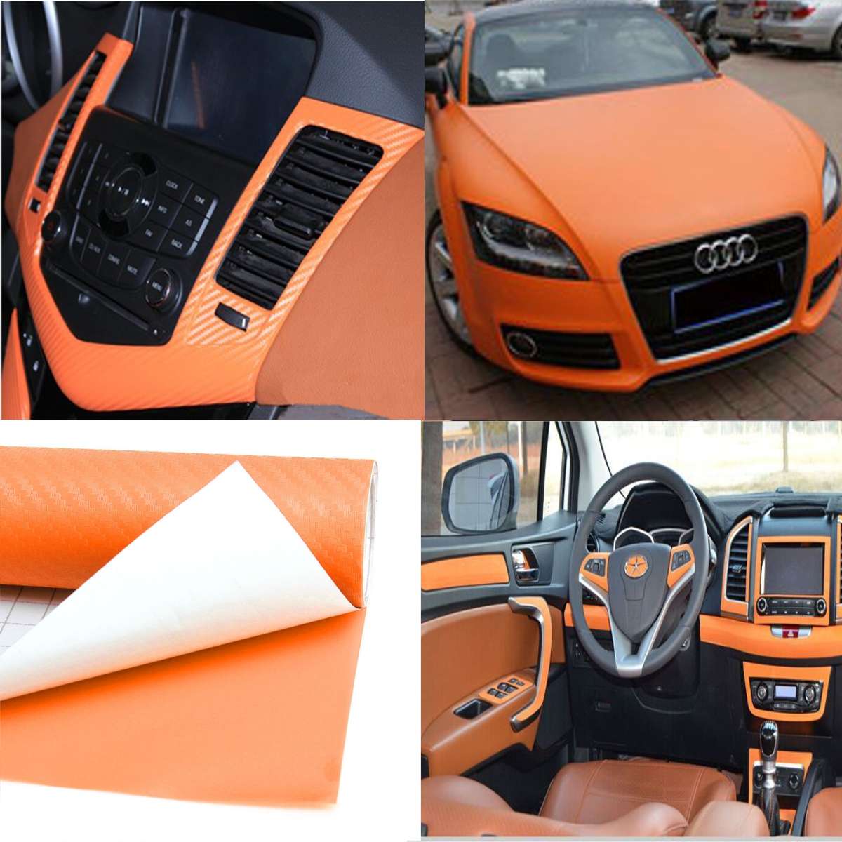 200x30cm DIY Carbon Fiber Vinyl Wrap Roll Film Sticker Car