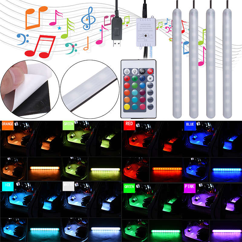 DC5V USB F7 RGB Music Control Car Atmosphere Footwell LED Strip Light