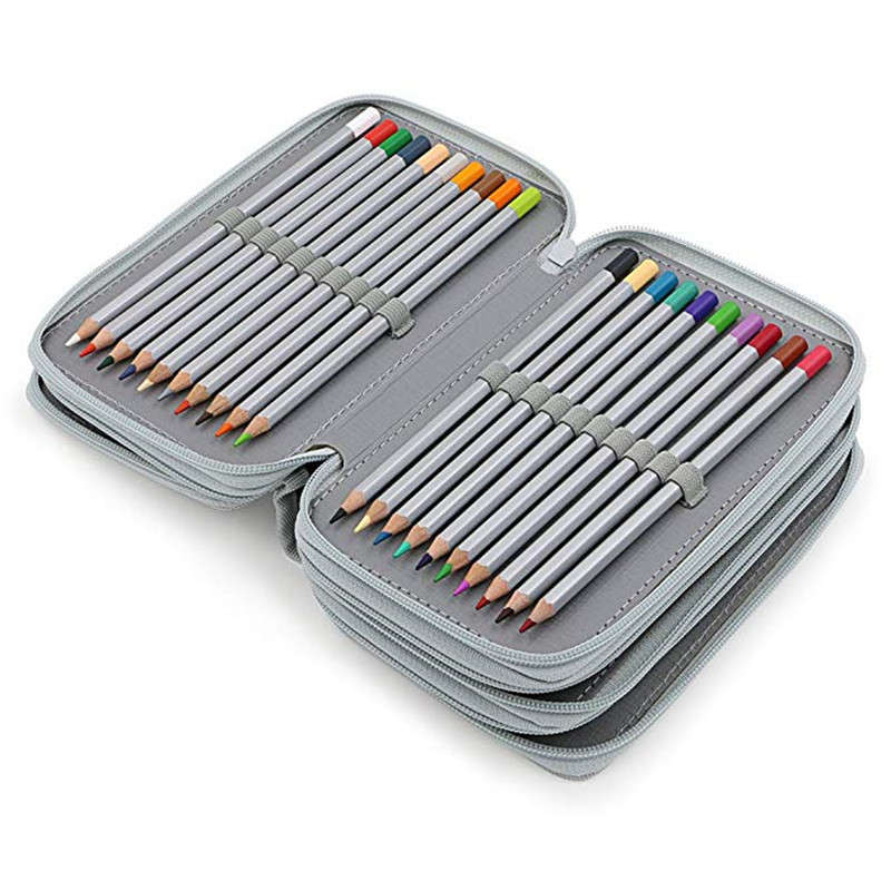 Multifunctional 72 Holes 4 Layers Pencil Case Pencil Curtain Sketch Colored Pencils Bag School Art P