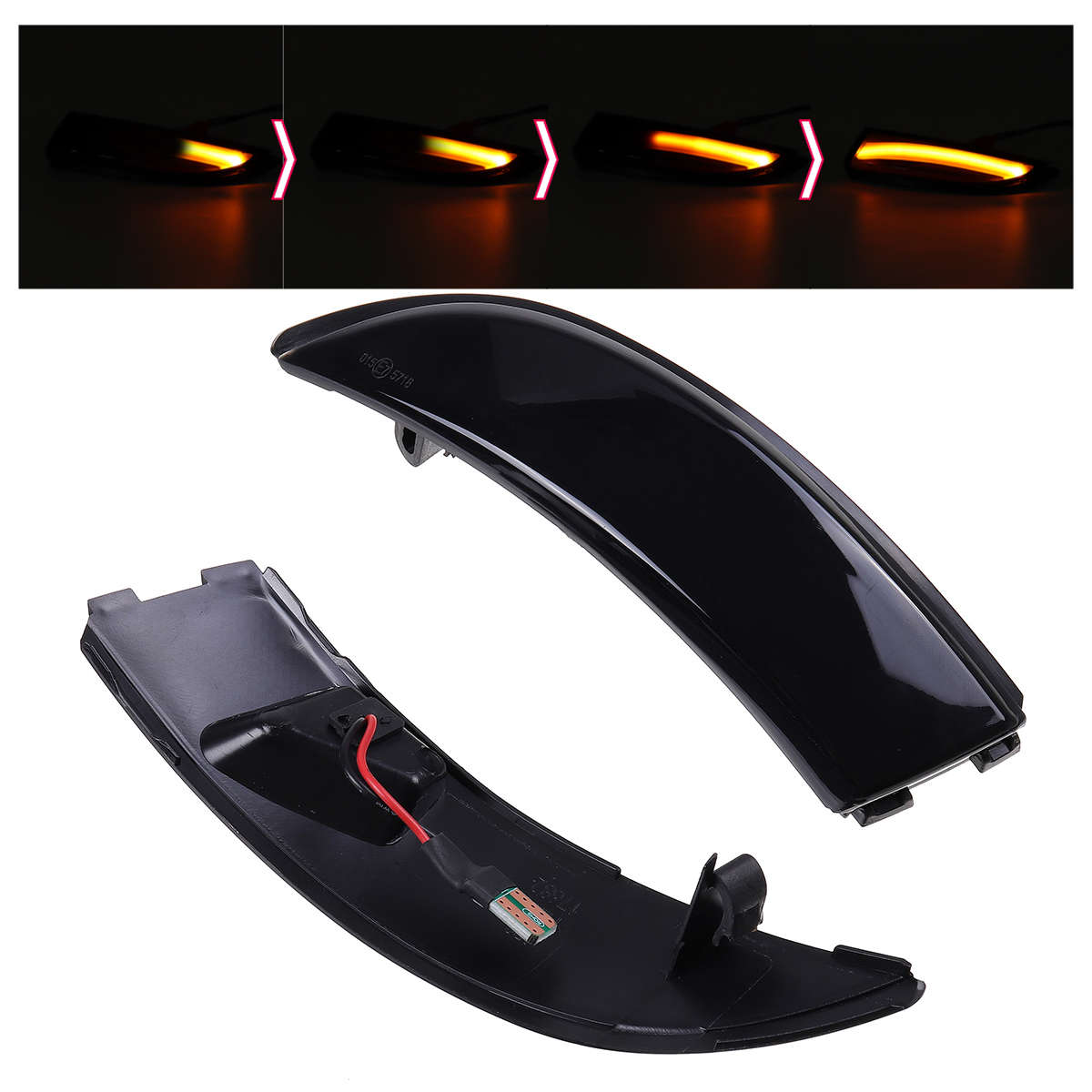 LED Dynamic Side Door Wing Mirror Indicator Lights Turn Lamps Smoked Bla