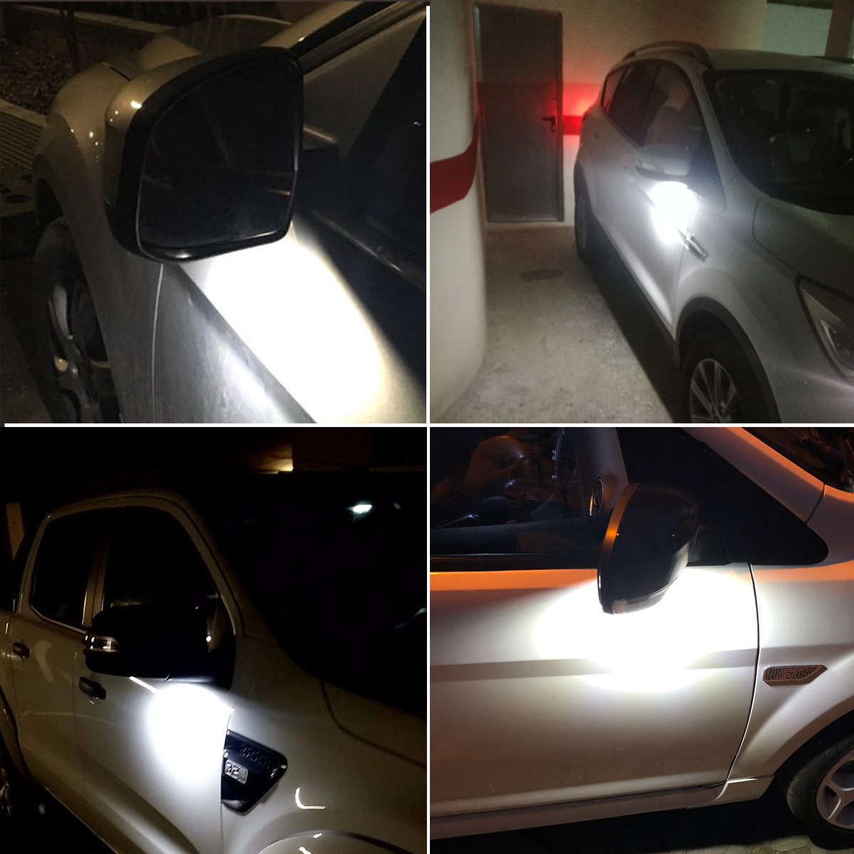 Pair LED Puddle Light Rearview Mirror Under Lamp White/Red/Blue For Ford Focus Mondeo K (Color1 Red)