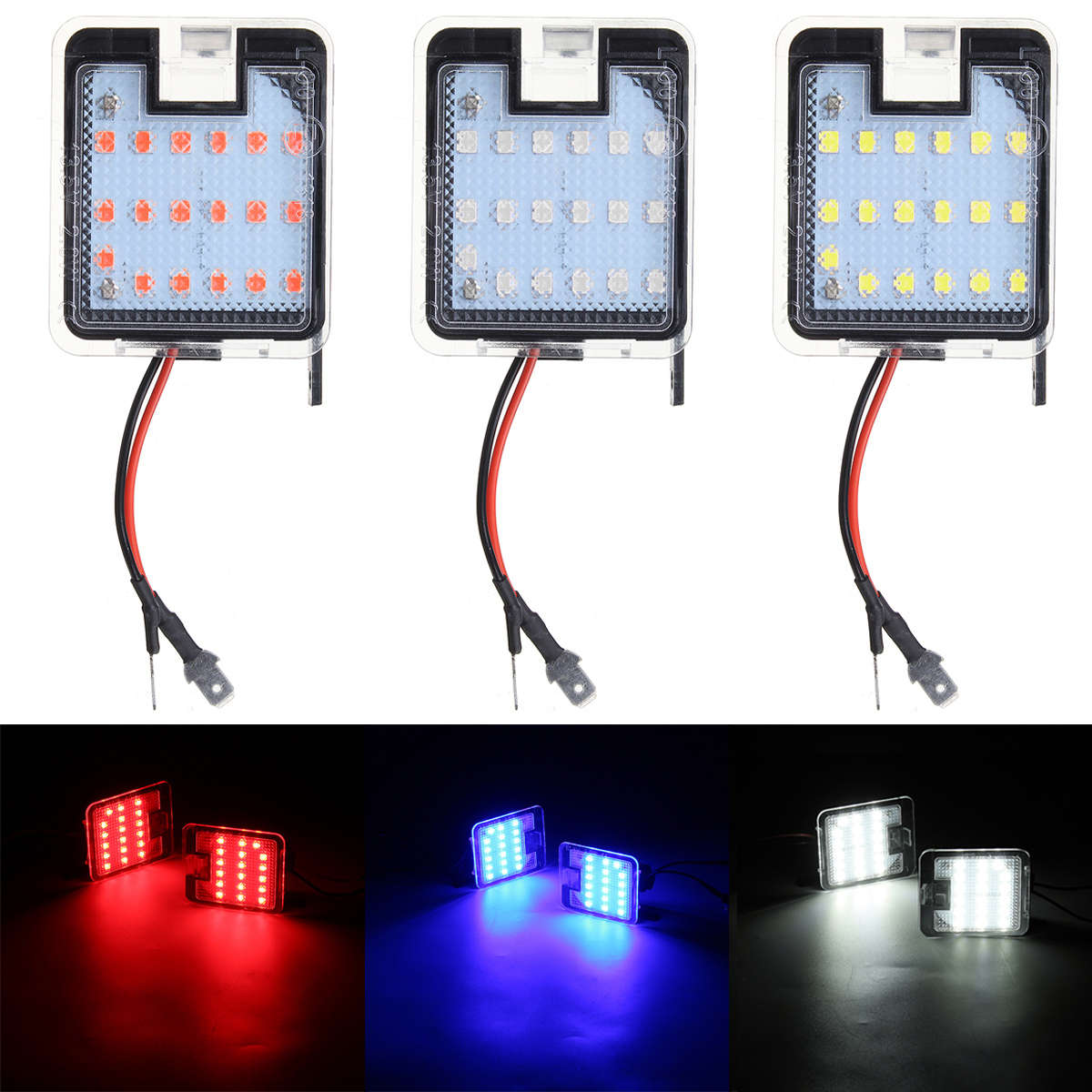 Pair LED Puddle Light Rearview Mirror Under Lamp White/Red/Blue For Ford Focus Mondeo K (Color1 Red)