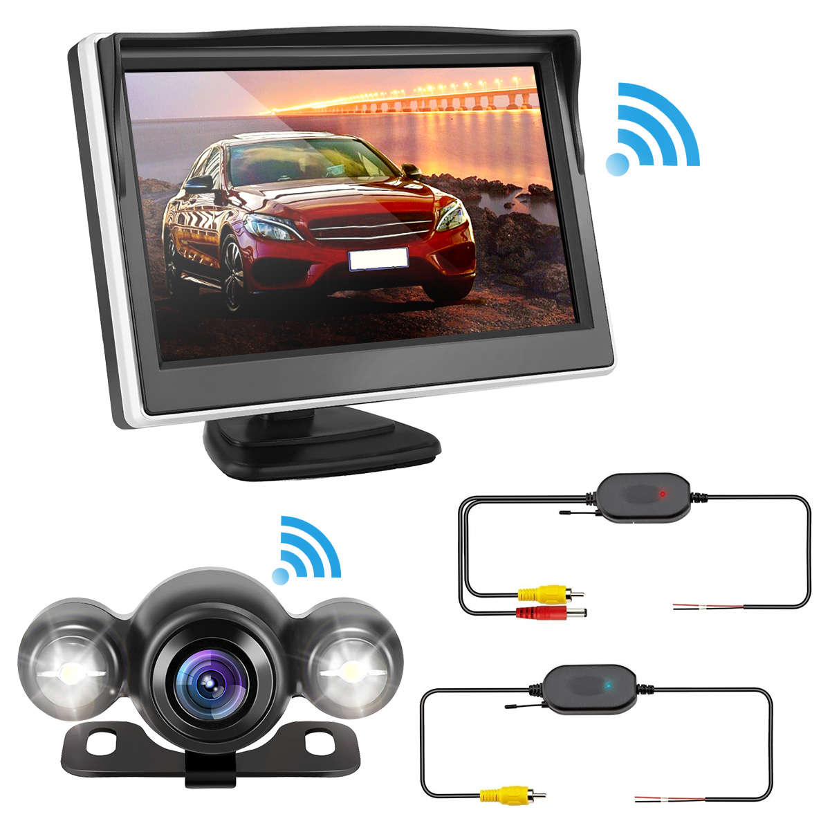 5 Inch 170 Degree Wireless Car Rear View LCD Monitor Kit Reverse Backup Camera Night Vision