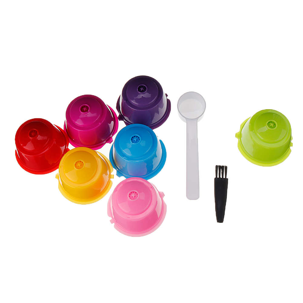 7Pcs/Set Colorful Refillable Coffee Capsule Cup Reusable Coffee Pods for Nescafe Dolce Gusto Brewer