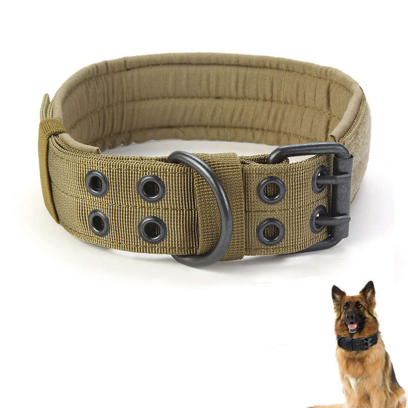 Nylon Tactical Dog Collar Dog Traction Rope Adjustable Training Dog Pet Collar With Metal D Ring Buc