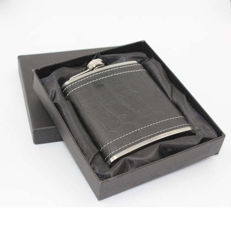 7 oz Leather Stainless Steel Hip Flask Mini Water Bottle Alcohol Bottle