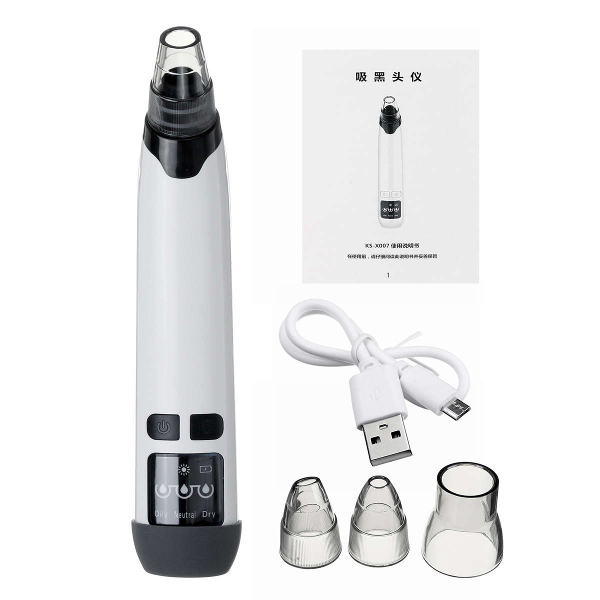 3 Modes USB Electric Blackhead Remover Vacuum Pore Cleaner Remover Tool with 4 Suction Heads