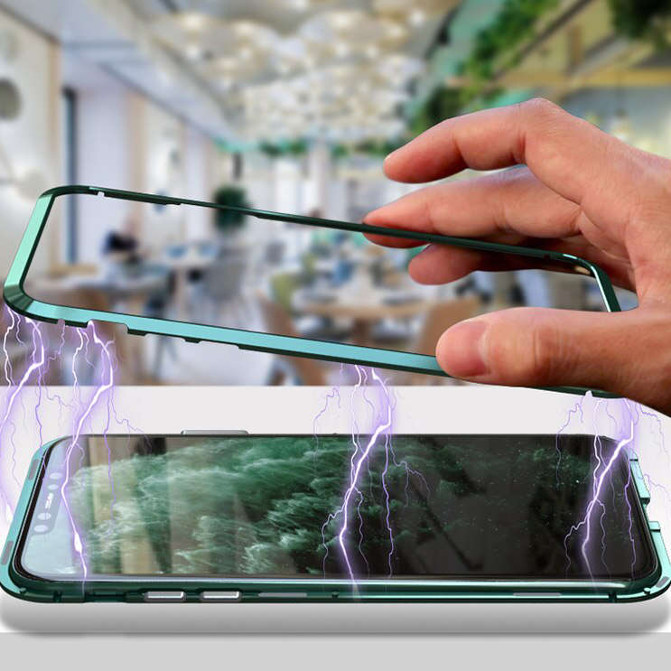 Bakeey Luxury Magnetic Adsorption Metal Back Tempered Glass Protective Case for iPhone 11 Pro 5.8 i
