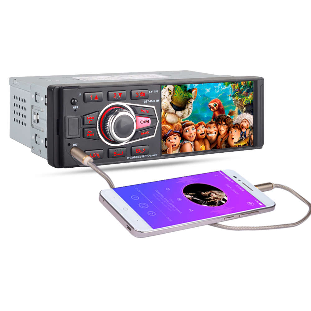 4042 4.1 Inch 1DIN Car MP5 Player Touch Screen Support AM FM Radio RDS bluetooth USB TF Card Remote