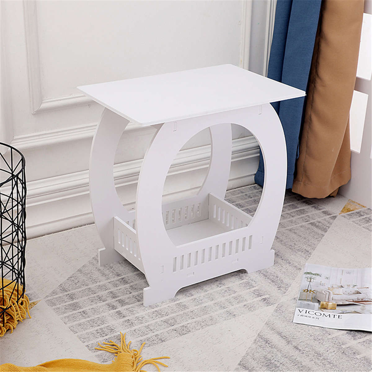 Mini Side Table Coffee Table Bookshelf Sofa Side Shelf Bed Side Table wi