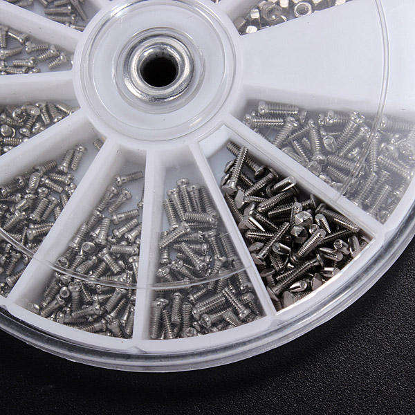 2 Set 12 Kinds of 1200Pcs Small Stainless Steel Screw Electronics Assortment Kit