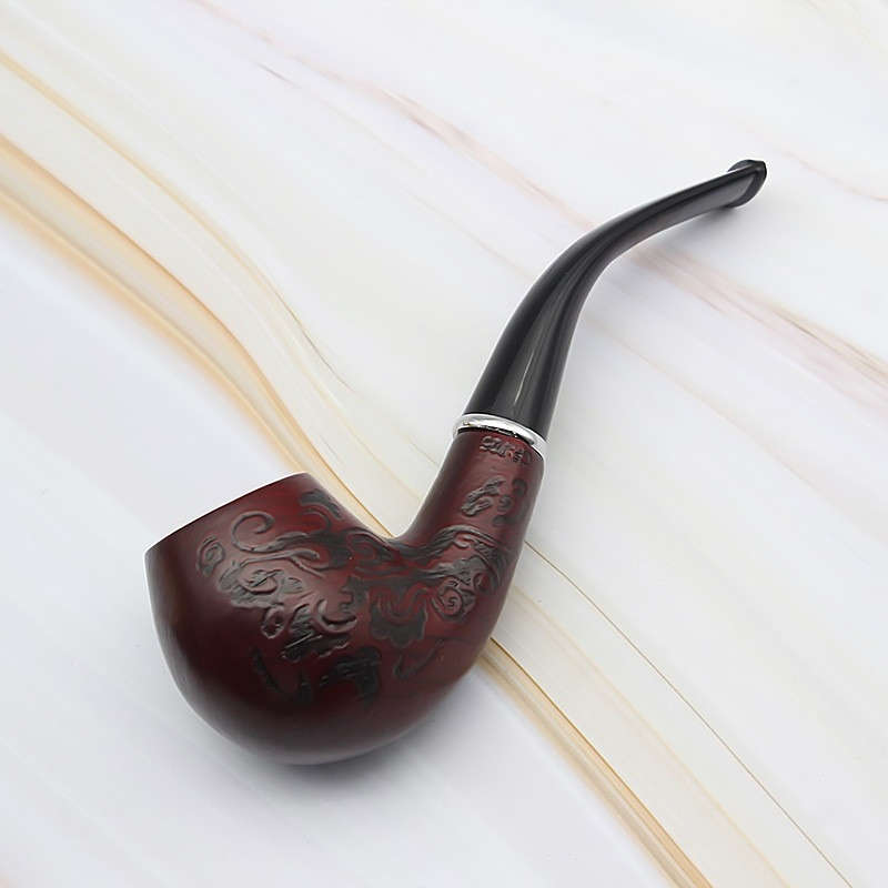 Solid Wooden Classic Smoking Bent Pipes With Beautiful Carve Patterns Tobaccos Pipes...