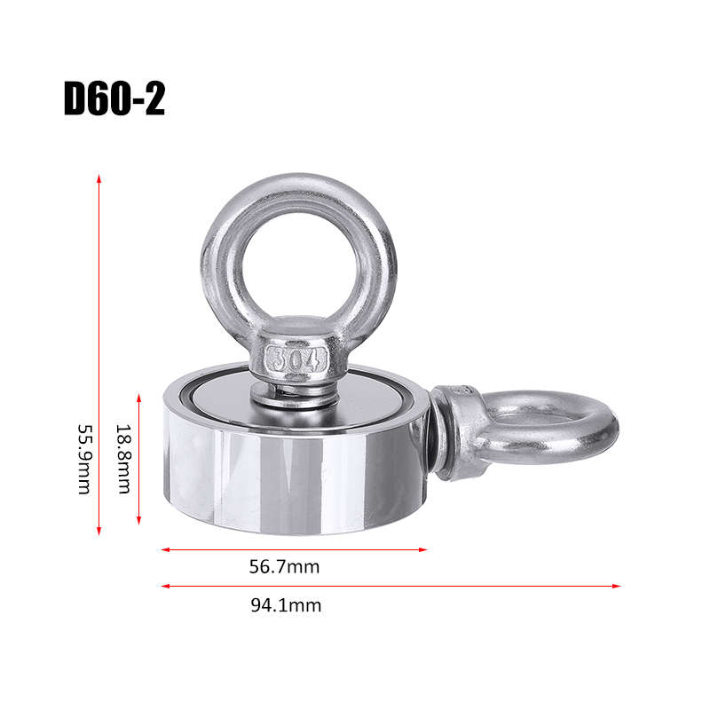 Strong Salvage Magnet Pot Fishing Magnet Deep Sea Magnetic Hook Neodymium Recovery Magne (Size 48mm)