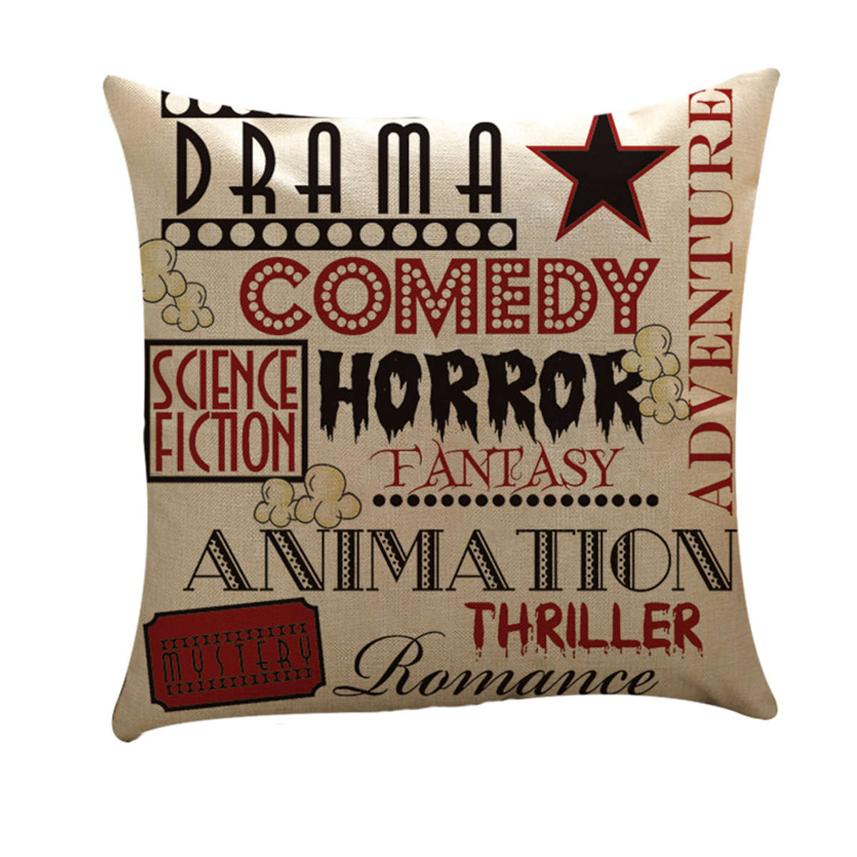 4PCS Linen Sofa Car Home Movie Theater Cinema Pillow Case