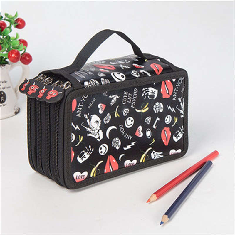 Multifunctional 72 Holes 4 Layers Pencil Case Pencil Curtain Sketch Colored Pencils Bag School Art P