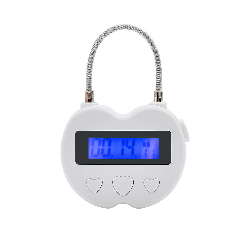 USB Rechargeable Time out Padlock Max Timing Lock Digital Timer Alarming Padlock w/ L (Color1 White)