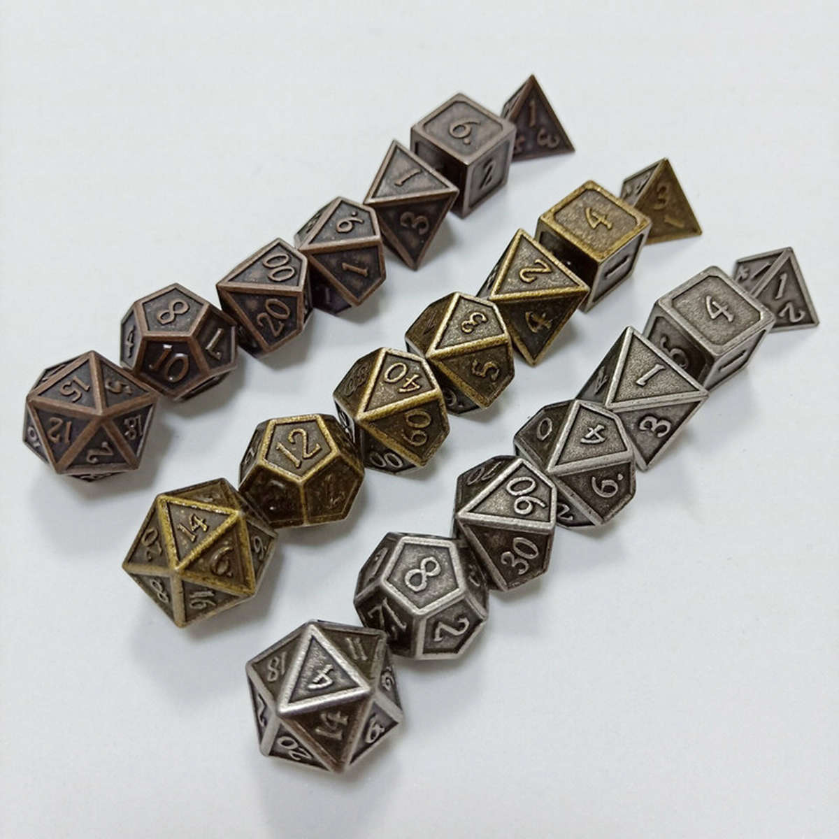 7Pcs Metal Polyhedral Dice DnD RPG TRPG Games Dices SET With Storage Bag