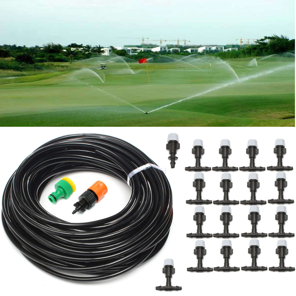 20m Hose Mist Cooling System Garden Water Drip Irrigation