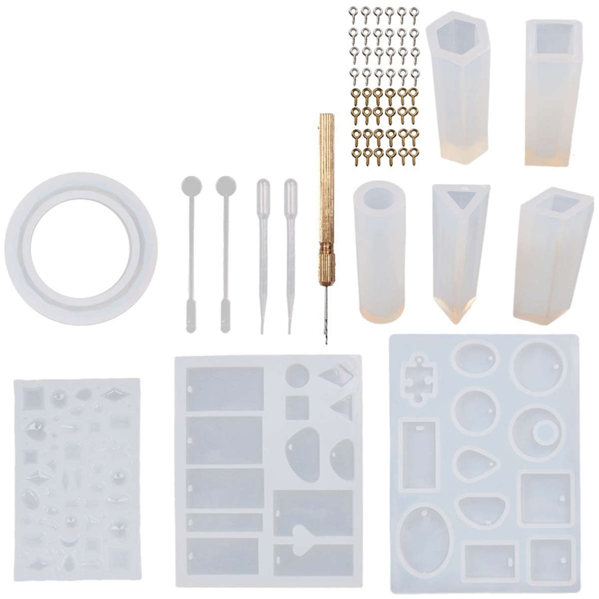 Resin Casting Molds Kit Silicone Mold Jewelry Pendant Mould Craft