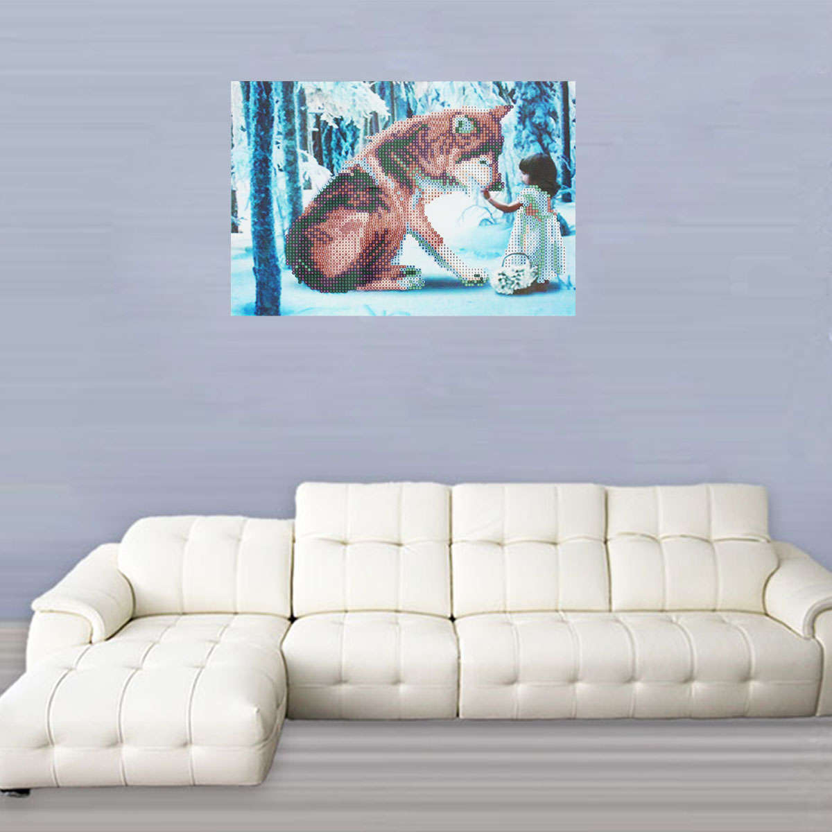 30*40CM DIY 5D Diamond Wolf Girl Embroidery Paintings Tool Paste Stitch Home