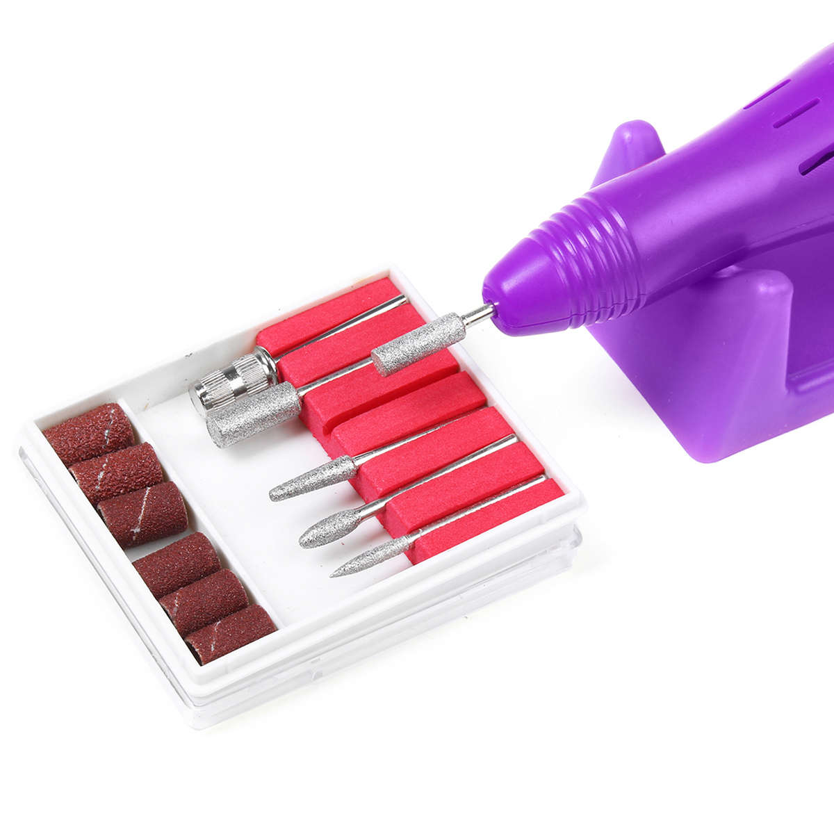Profession Manicure Pedicure Electric Drill File Nail Art Pen Machine Tool Kit (Color1 Purple)