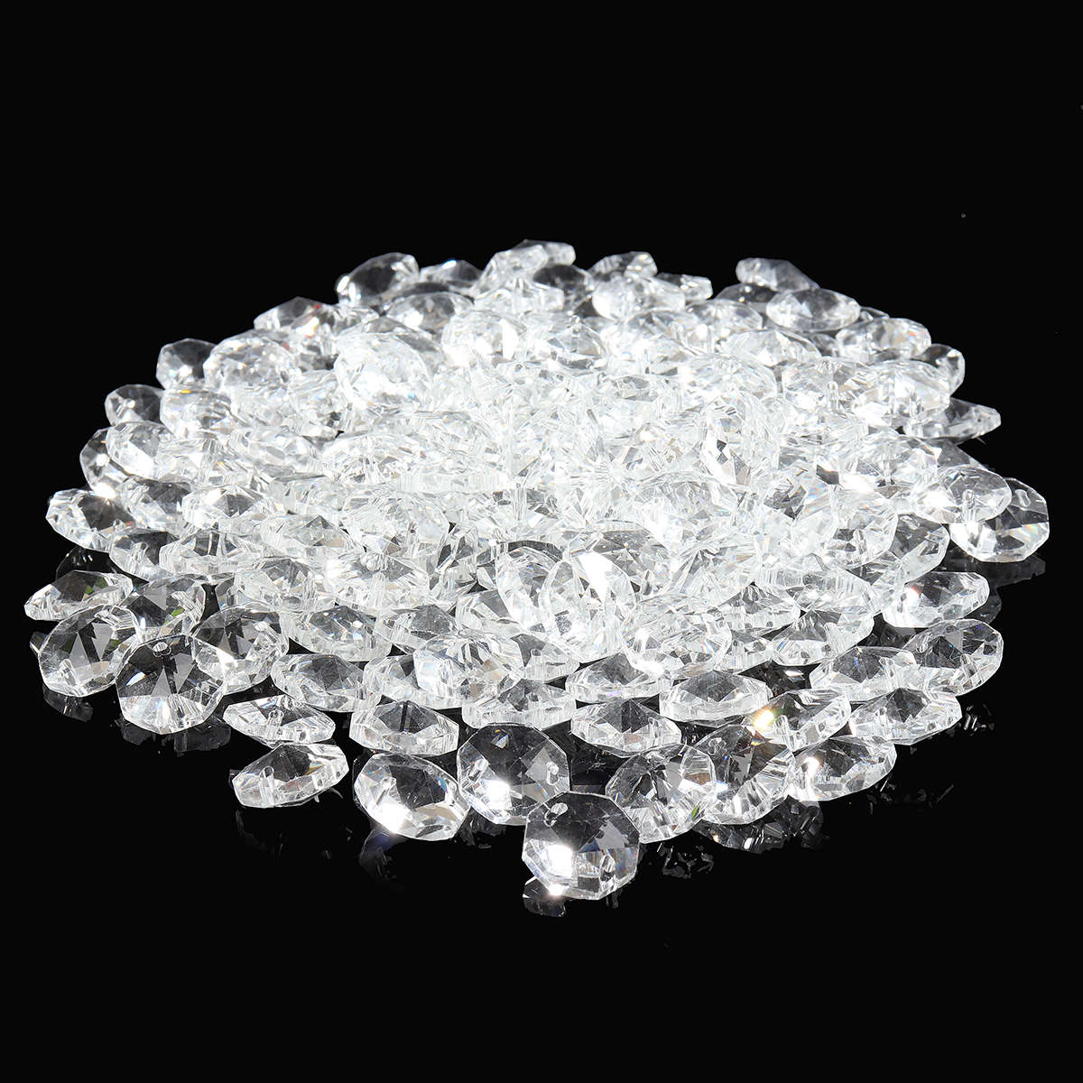 200PCS 14MM Diameter Clear Crystal Glass Chandelier Part Prisms Octagona