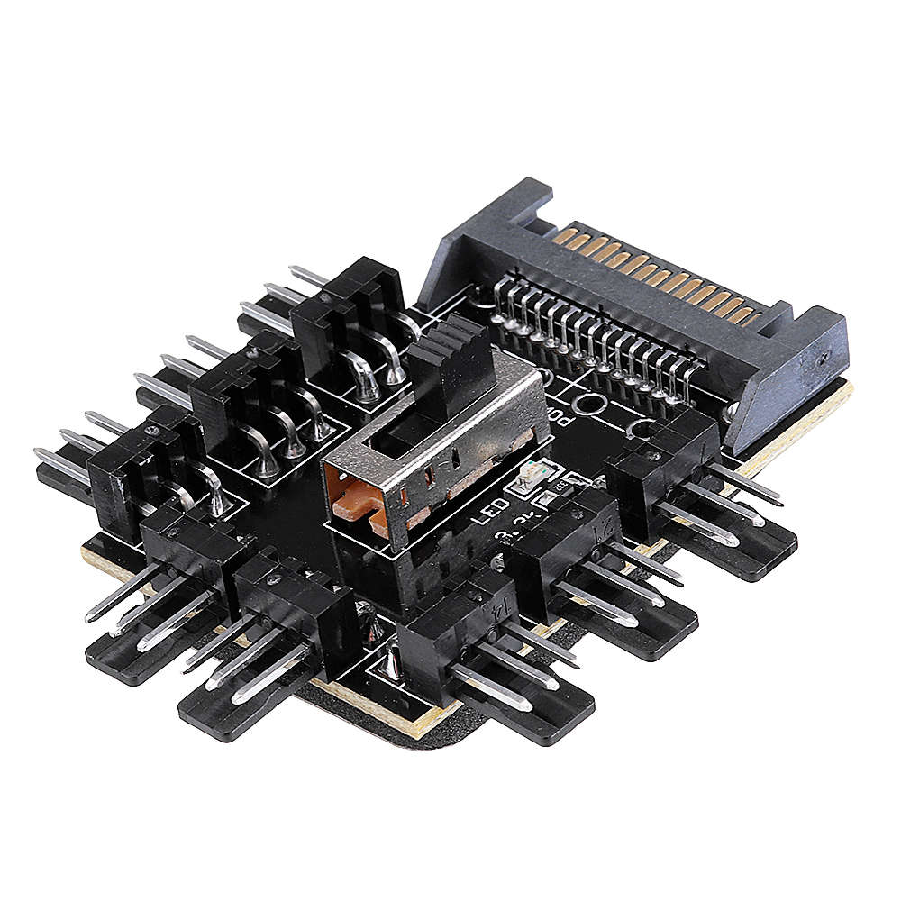 SATA Power Supply Computer Chassis Fan Hub Board FAN HUB Supports 8-way 3Pin Fan Power Supply 3-spee