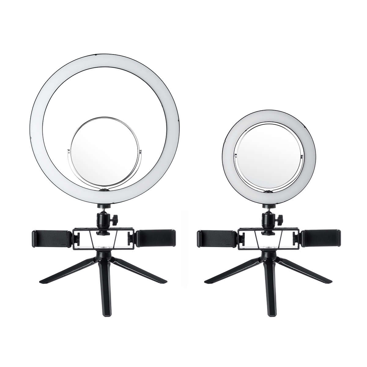8.7/12.6 Inch LED Dimmable Video Ring Light Tripod Stand with Mirror 2 Phone Clip for Youtube Tik To