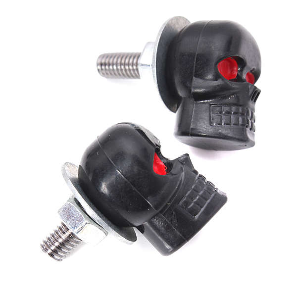 2 Pcs Skull License Plate Screw Bolt