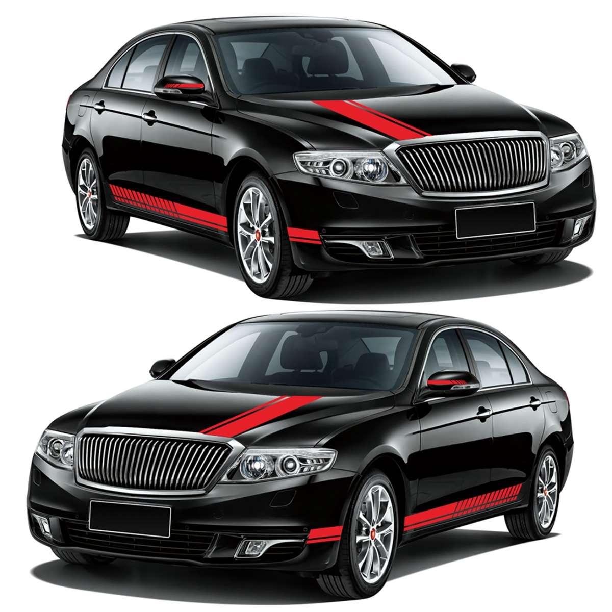 5Pcs Car Body Racing Side Door Long Sticker Hood Mirror Decal Vinyl Stickers