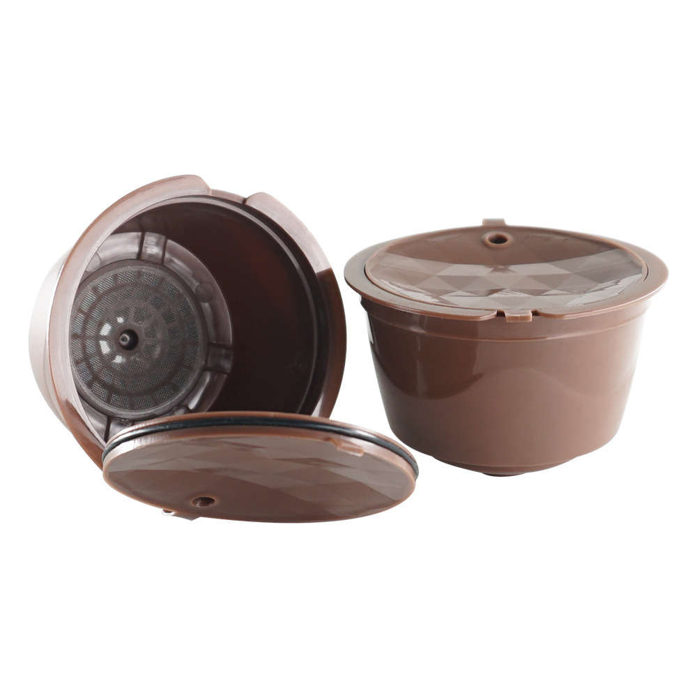 4Pcs/Set 50-100ml Refillable Coffee Capsule Cup Reusable Coffee Pods w/ Coffee Spoon (Color1 Brown)