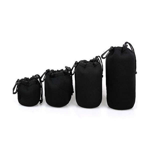 New 4Pcs Soft Neoprene S M L XL Lens Pouch Bag For Canon Nikon Sony Pentax DSLR Camera