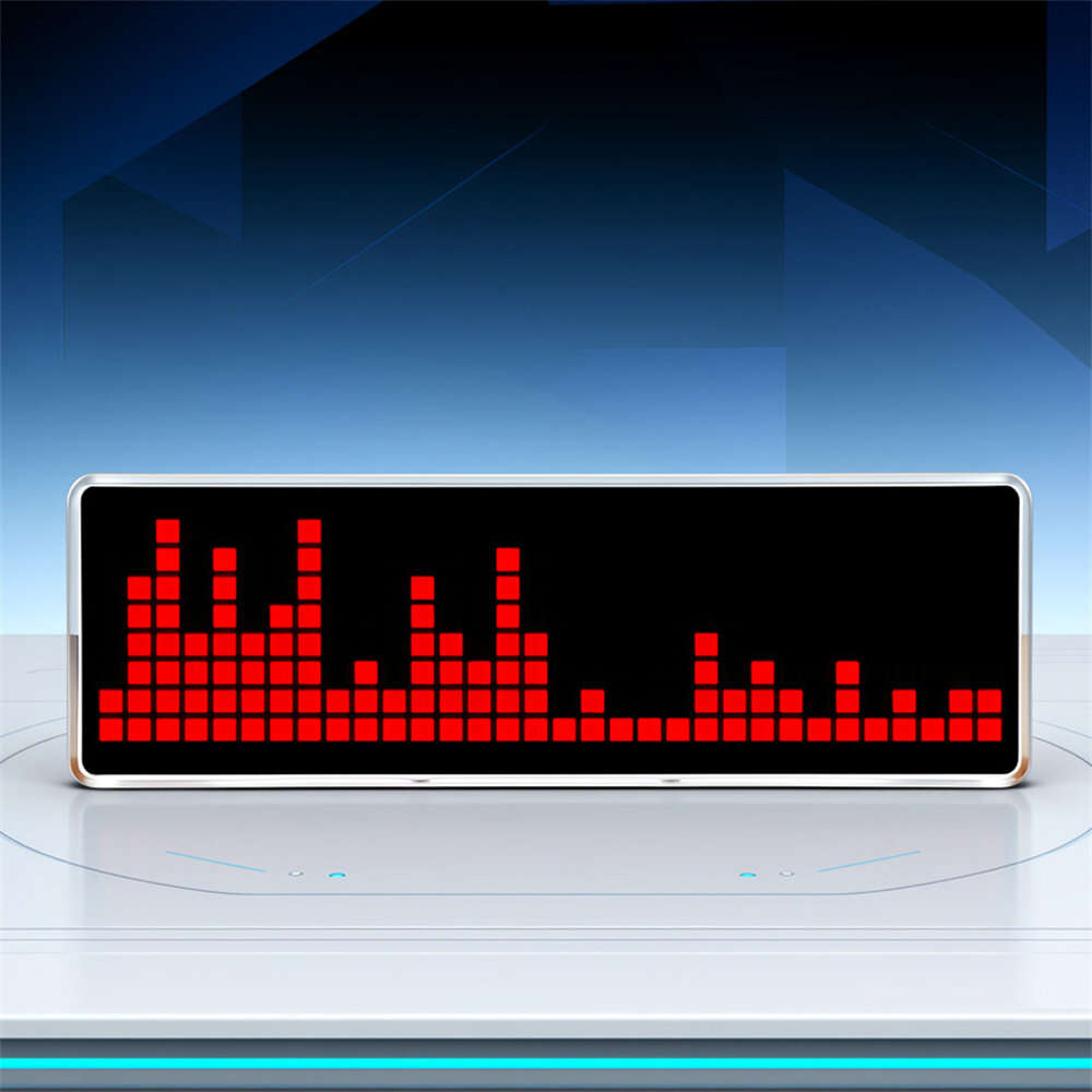 Red - Music Spectrum Clock DIY Kit 8x32 LED Matrix 256 LEDs USB-C 5V Audio Reactive Transparent Acry