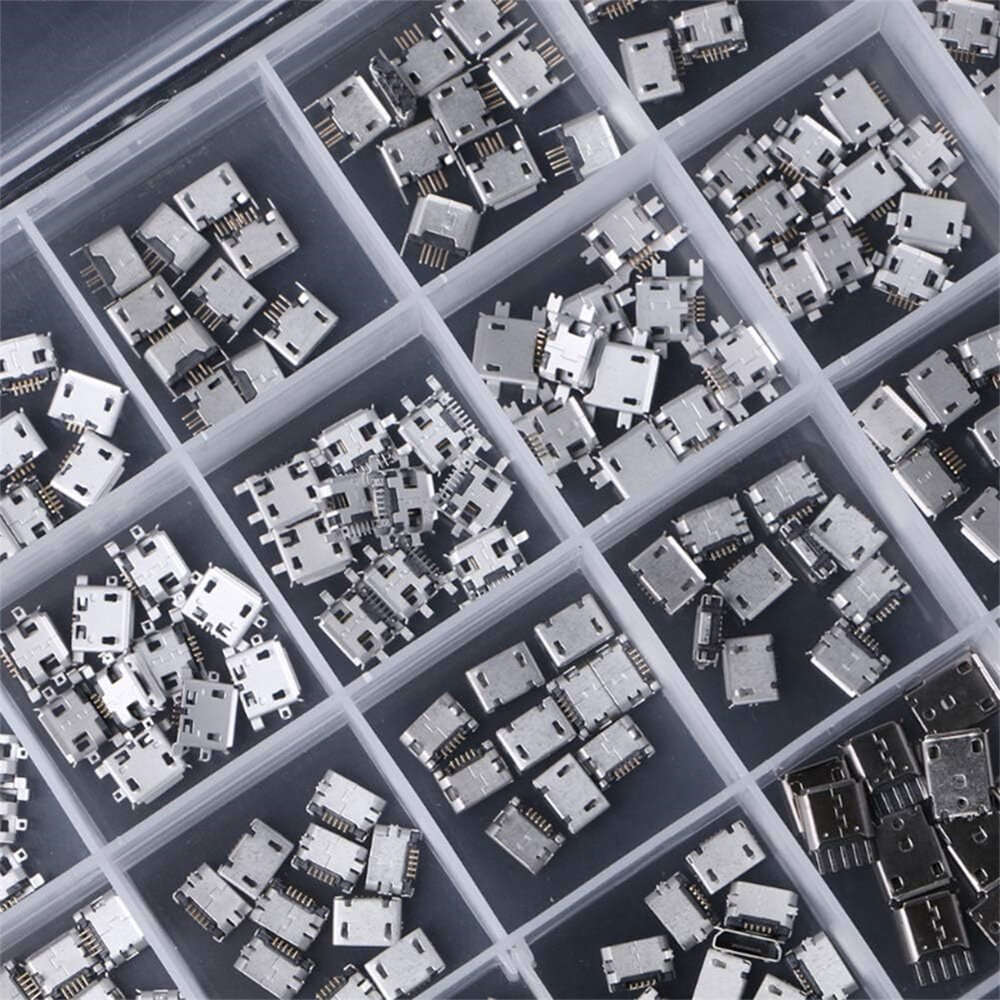 Micro USB - 240PCS 24 Models Micro USB Connector Socket Jack USB Connectors USB Female Box Set for M