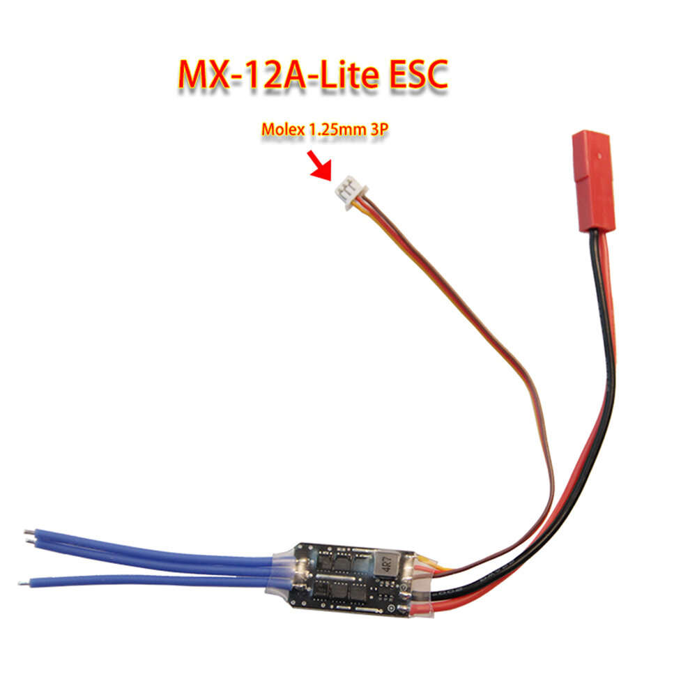 JR Plug - MX-12A-Lite Brushless ESC Support 2S-3S With BEC Speed Control 4.1g Ultra-Light For Airpla