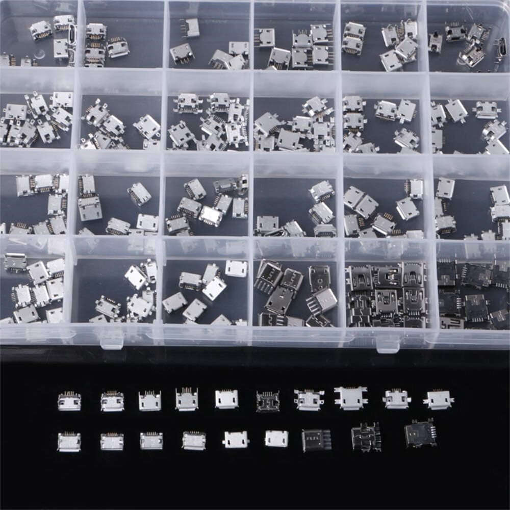 Micro USB - 240PCS 24 Models Micro USB Connector Socket Jack USB Connectors USB Female Box Set for M