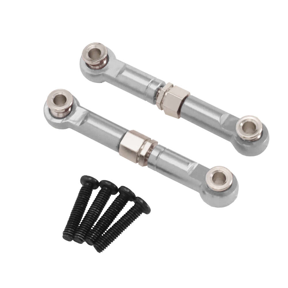 Silver - Upgraded Metal Parts Adjustable Front Steering Tie Rod Set for MJX 14211 HYPER GO 1/14 RC C