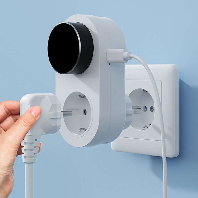 White - Tuya 1419 Wi-Fi Plug-in Smart Thermostat Socket with Timing Function LED Display Knob-type A