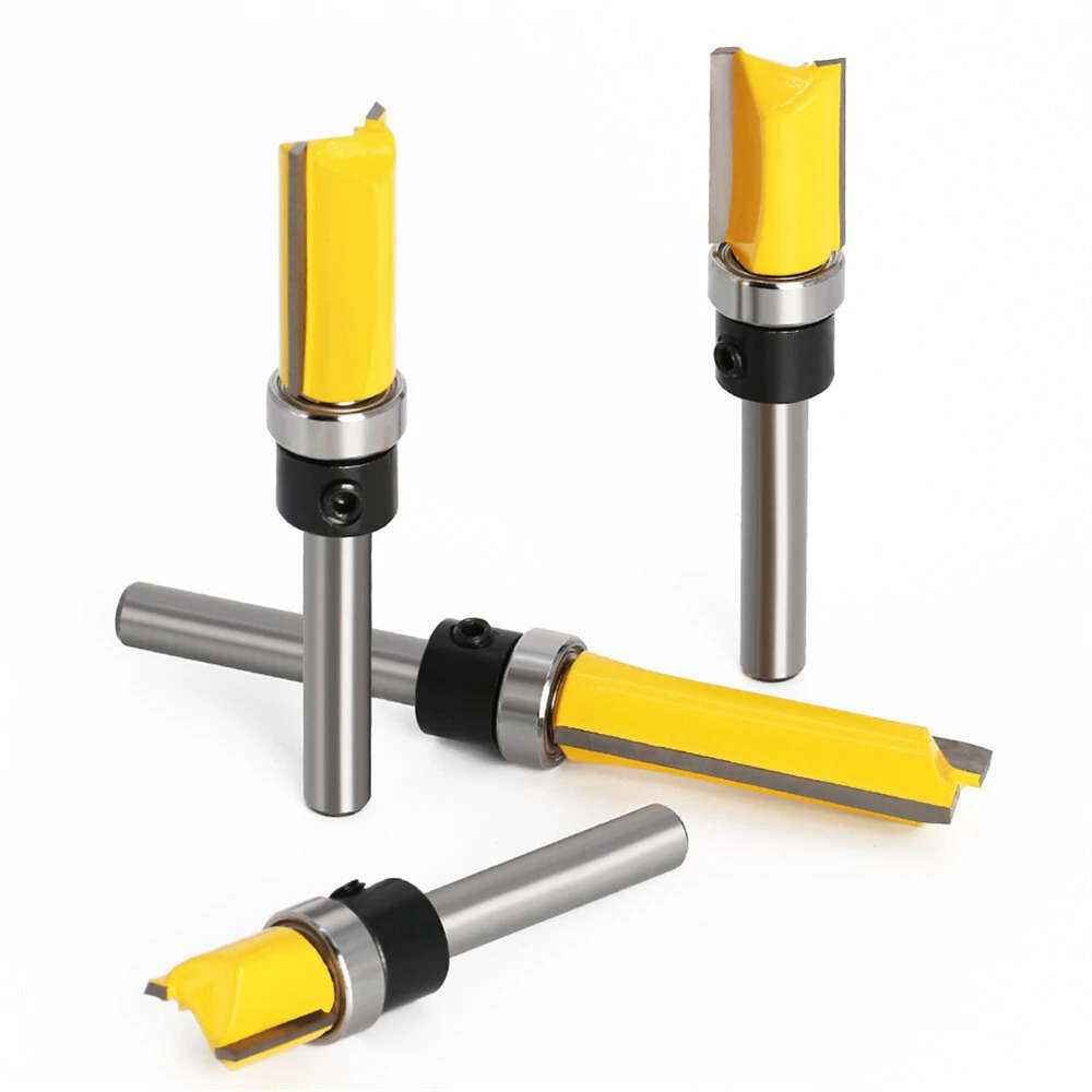 6.35mm Shank Router Bit Pattern Flush Trim Blade Bearing 1/2 Straight End Mill Slotting Milling Cut