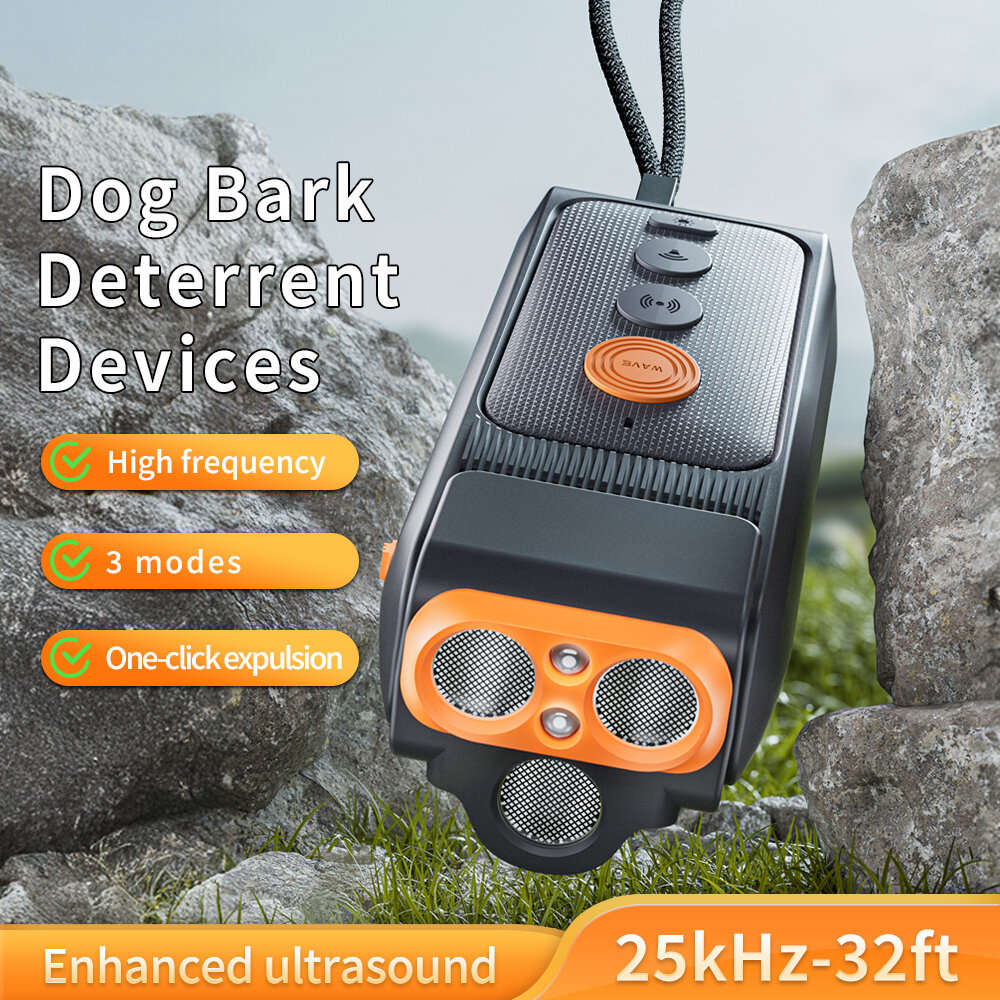 Black - DR32B Ultrasonic Dog Bark Control Device 900mAh Battery 25KHz Frequency Handheld Anti-Barkin