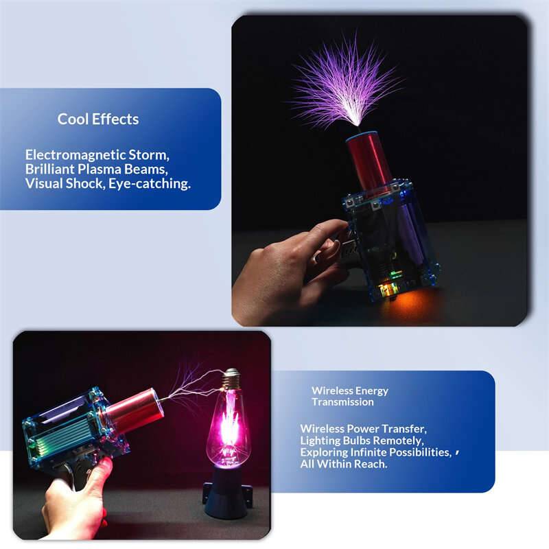 Pro version - Handheld Tesla Coil PRO High Voltage Arc Generator 9-12.6V Power Compact Design Electr