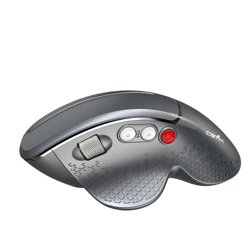 Black - HXSJ T32 2.4G Wireless Vertical Gaming Mouse 1200-4800 DPI Aluminum Side Roller 6 Keys Ergon
