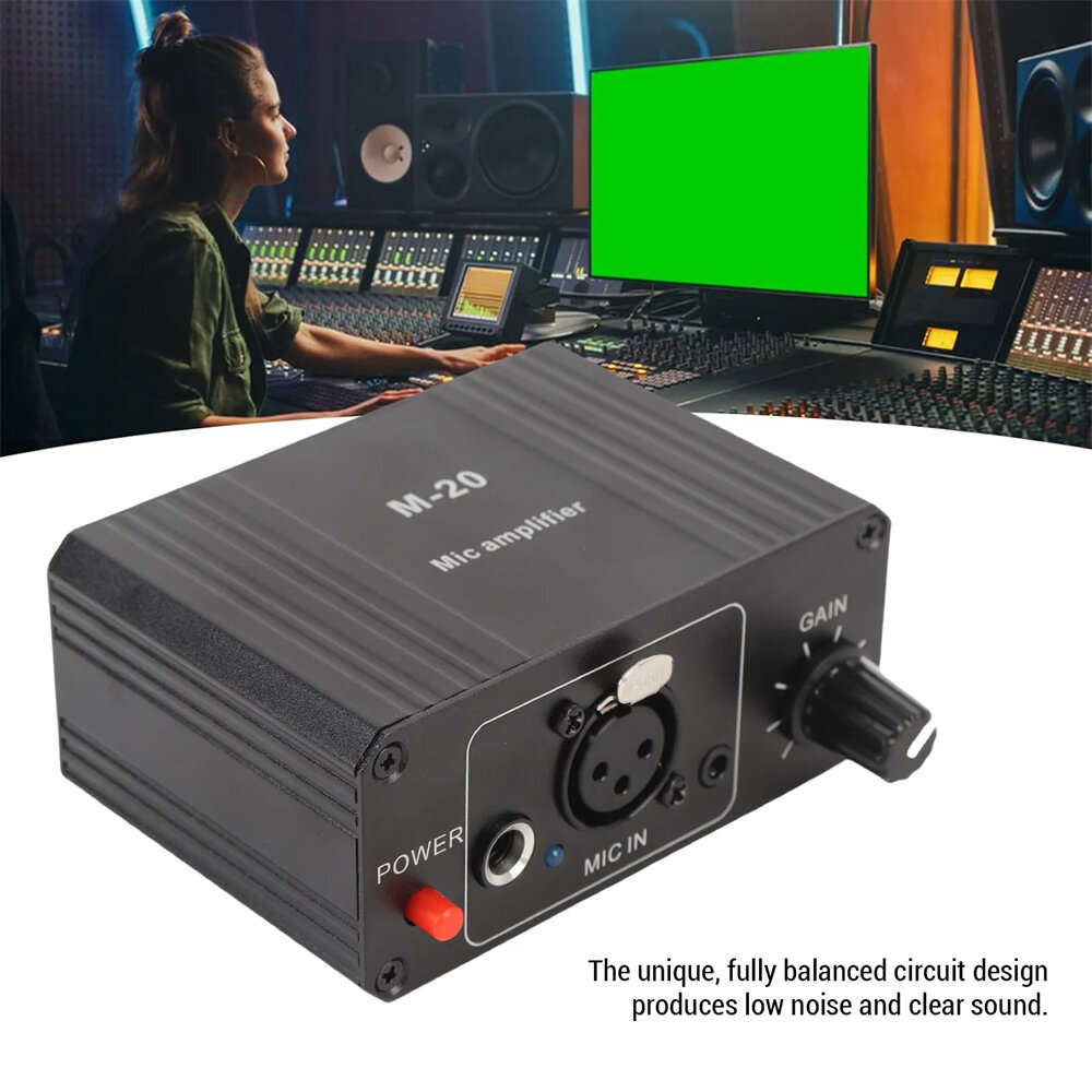 3.5mm audio cable - High Gain 48V Microphone Preamp Low Noise XLR Output Balanced Amplifier Compact