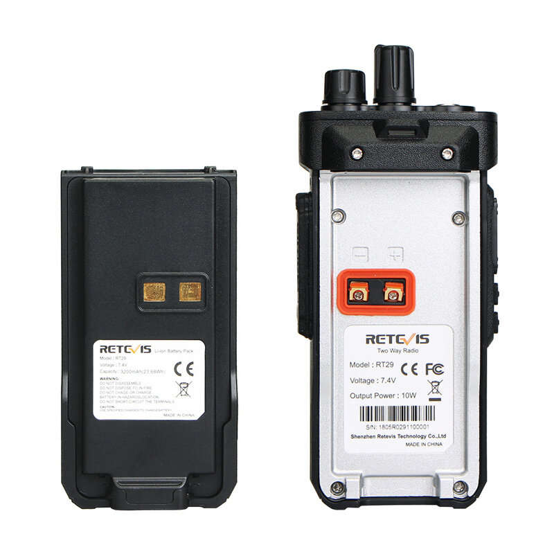 EU Plug - Retevis RT29 10W High Power Walkie Talkie IP67 Waterproof 10km Long Range 3200mAh Battery