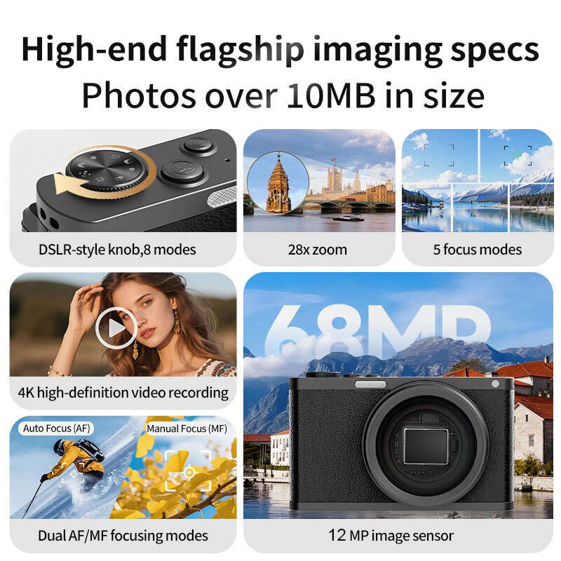 Lychee Pattern - DC203 12MP Waist-Level Digital Camera 4K Photo Video 28X Zoom Auto Focus Dual Scree
