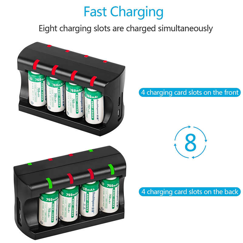 Sheingka RCR123A Battery 8-slot Charger Charging Base Can Charge 8pcs 16340 16350 Battery
