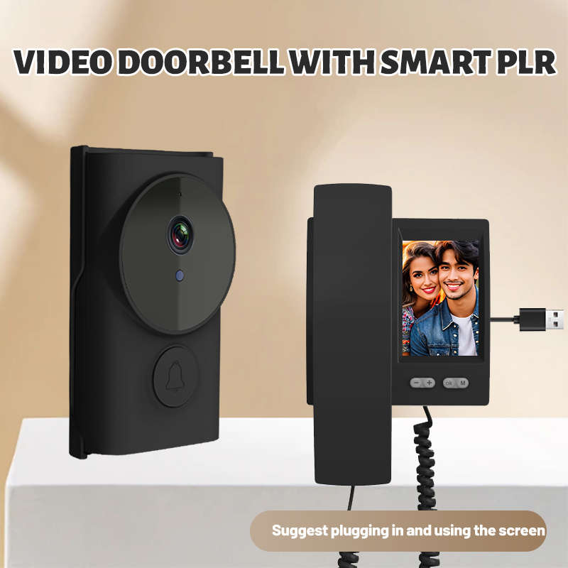 Black - Y9-KP1 Wireless Visual Doorbell Low Power Smart Video Doorbell Two-Way Audio with HD Camera
