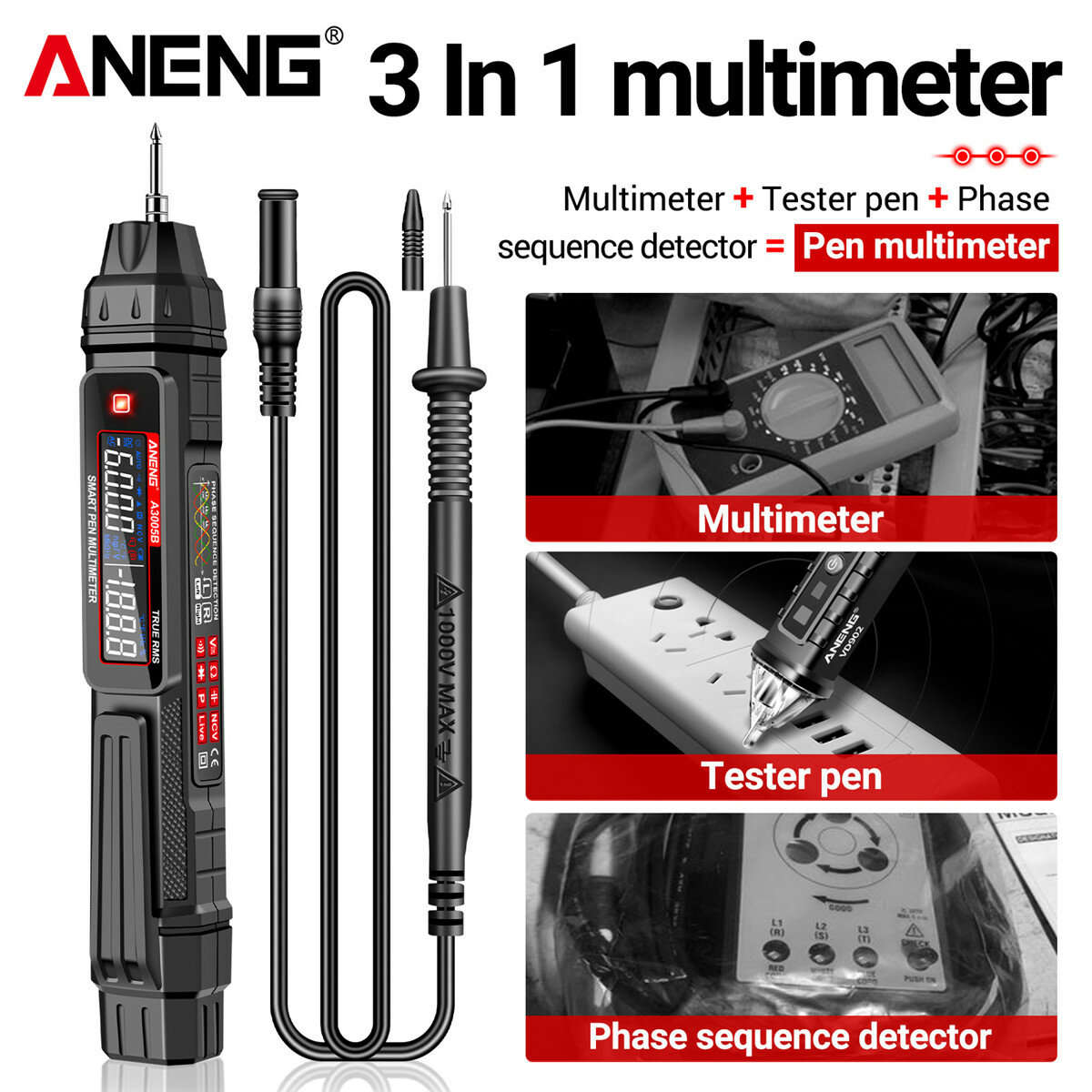 A3005B Pro - ANENG A3005B A3005BPro Digital Multimeter Smart Pen Type Multi-Functional Tester with B